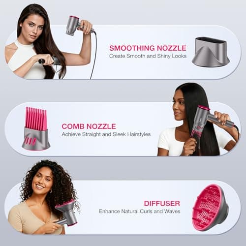 BABONIR High-Speed Hair Dryer 110,000 RPM, 1875W Ionic & Plasma Blow Dryer with Diffuser, Concentrator & Comb, 550 Million Ionic Hairdryer with Cool Shot, Low-Noise CompactPro Travel & Salon – Gray 7