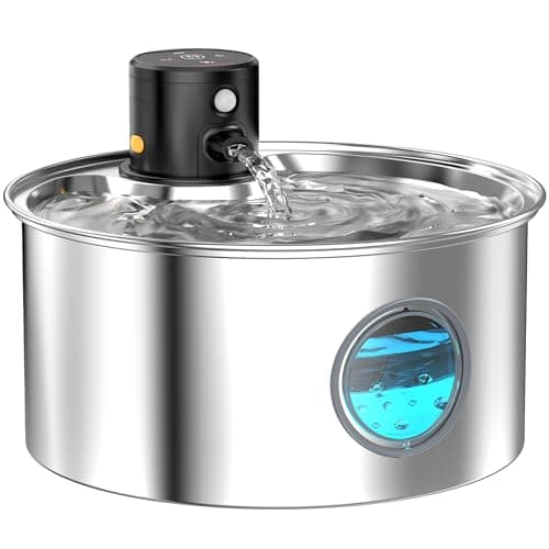 Cat Water Fountain Wireless Cordless: Cat Fountain Battery Operated - Stainless Steel Pet Water Fountain Rechargeable - 108oz/3.2L Automatic Cats Fountains for Drinking with Motion Sensor - Cats & Dog