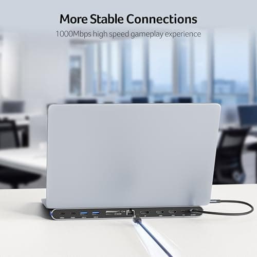 Acer Docking Station 3 Monitors, 11-in-1 Laptop Docking Station Stand with DP 8K + Dual HDMI 4K@60Hz, Ethernet, 10Gbps Data, 100W PD, SD/TF, USB C Dock with Detachable Cable for Acer/Dell/Mac/HP 7