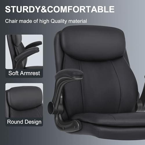 Misolant Drafting Chair, Tall Office Chair for Standing Desk, High Leather Executive Office Chair with Adjustable Height and Flip-up Armrest for Counter Height Desk 5