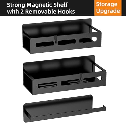Mamajardin 3 Pack Magnetic Spice Rack Organizer for Refrigerator, Fridge Shelf for Kitchen Organizers and Storage, Metal Spice Racks with Magnetic Paper Towel Holder, Perfect Gifts, Black 7