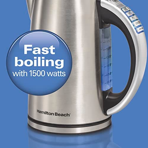 Hamilton Beach 1.7 Liter Temperature Control Electric Kettle, Water Boiler & Heater, Fast Boiling 1500 Watts, BPA Free, Cordless, Auto-Shutoff and Boil-Dry Protection, Stainless Steel (41020R) 6