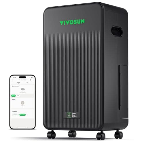 VIVOSUN AeroDrain D12 Smart Environmental Dehumidifier, up to 12L/day, 2L Water Tank, with Temperature & Humidity Sensor Probe, Smart Remote Control, Designed for Grow Tents