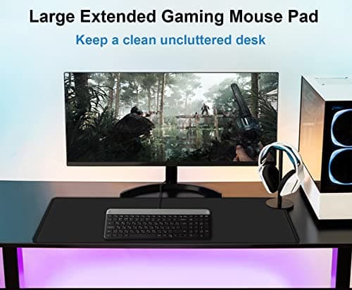 Extra Large Mouse Pad 31.5 x 11.8 in, Gaming Mousepad with Stitched Edges, Premium Microfiber Cloth Surface, Waterproof Non-Slip Base Keyboard Desk Mat for Home Office Gaming, Black 6