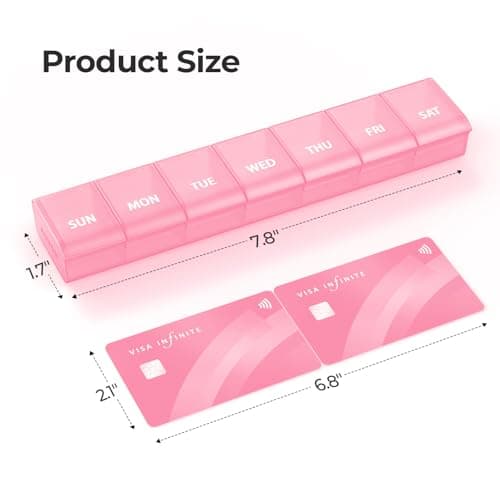 AUVON Weekly Pill Organizer with Effortless Opening Design, Arthritis Friendly Pill Box, BPA-Free Pill Organizer 7 Day, Cute & Portable Pill Case for Vitamins, Supplements and Medications 5