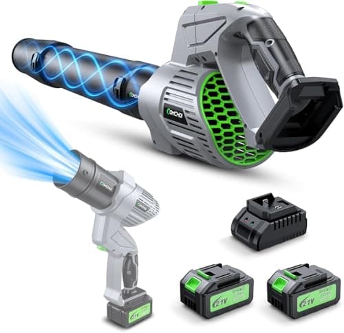 Leaf Blower - 500000RPM Cordless Electric Blower - 2 X 4.0Ah Batteries and Charger - 5 Speed Mode - 21V Lightweight Leaf Blower Cordless for Patio Cleaning, Lawn Care (Grey)