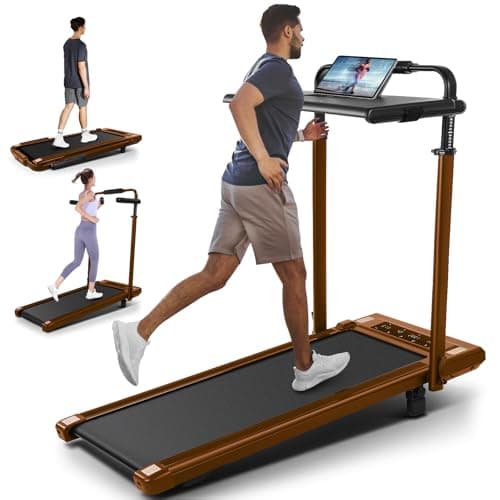 Walking Pad Treadmill with 12% Incline, 8 in 1 Folding Treadmill 300lbs Capacity for Home Office with Handle Bar, 3.5HP Under Desk Walking Pad with Removable Desk Workstation, Remote Control