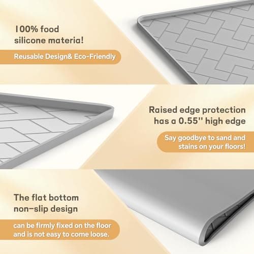 Silicone Cat Litter Mat for litter box 24" X 15"-Easy to Clean Cat Litter Trapping Mat, Waterproof, urine-proof and non-slip to keep the floor clean and tidy（Gray） 5