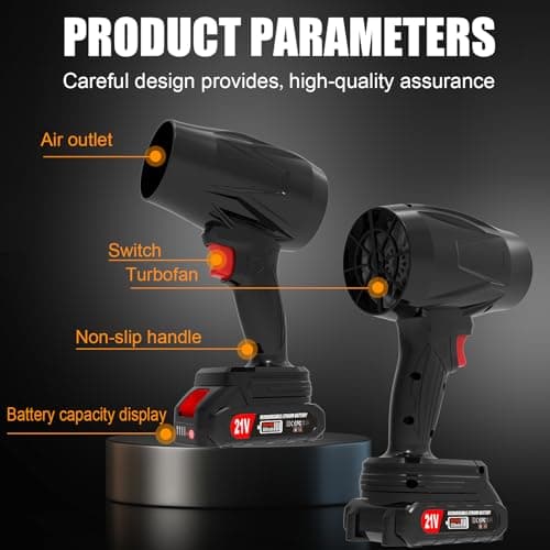 Leaf Blower Cordless with Battery and Charger, 21V Hand Held Blower, Turbo Air Jet Blower, Portable Handheld Leaf Blower with Adjustable Speed for Patio, Lawn Care, Car Snow, Blowing Leaves and Dust 7