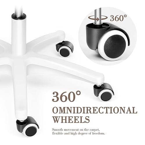 HDHNBA Mid Back Velvet Vanity Chair Swivel Rolling Desk Chair with Wheels, Modern Upholstered Makeup Chair for Women Girls, Computer Task Chair for Bedroom Living Room Office, Pink 4