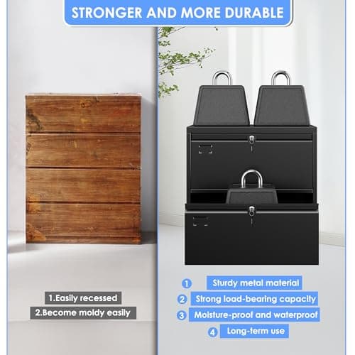 Aobabo 2 Drawer Lateral File Cabinet, Lockable Metal Filing Cabinet with Name Card, Suitable for Home Office School Hanging Files Letter/Legal/F4/A4 Size,Required-Assembly,Black 6