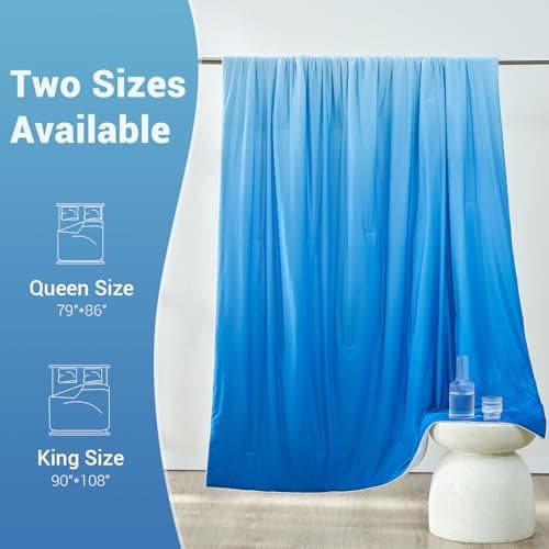Elegear Cooling Comforter Queen Size Absorb Body Heat to Keep Cool, Double-Sided Cooling Blanket for Hot Sleeper Arc-Chill Cool Fabric Q-Max>0.5, Lightweight Summer Comforter Ice Blanket,Gradient Blue 9