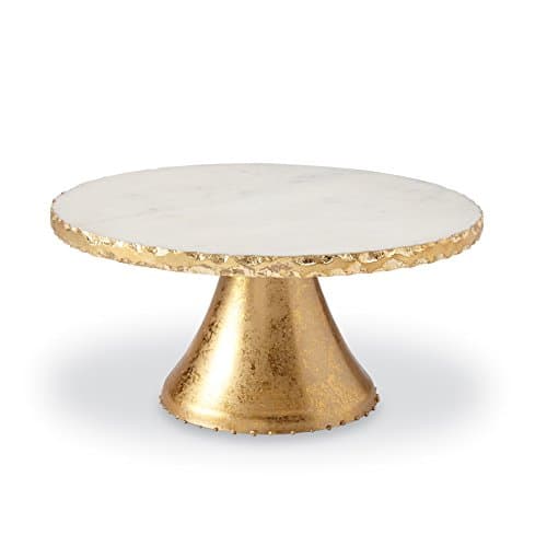 Mud Pie Marble Pedestal Cake Serving Stand, Gold, 6" x 11" dia