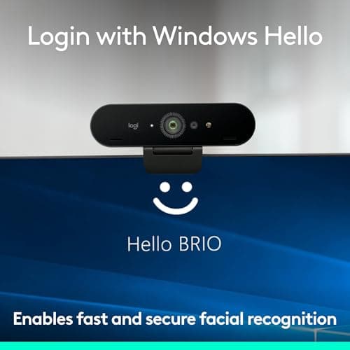 Logitech Brio 4K Webcam, Video Calling, Noise-Cancelling mic, HD Auto Light Correction, Wide Field of View, Windows Hello Works with Microsoft Teams, Zoom, Google Meet, PC/Mac/Laptop/MacBook/Tablet 7