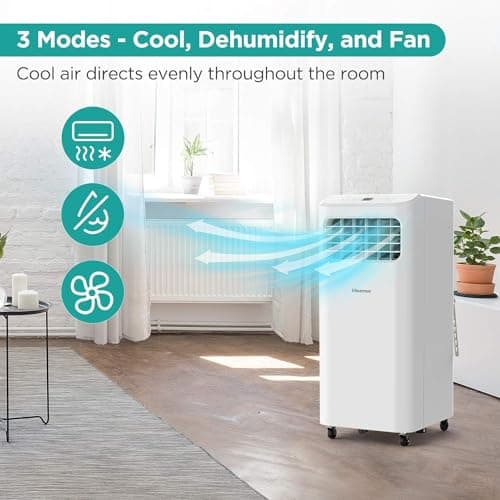 Hisense Portable Air Conditioner 6,000 BTU Cooling Dehumidifier Fan for Smaller Room up to 250 sq ft, Remote Control, White (Renewed) 5