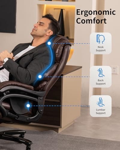 Qusaphy 800lbs Big and Tall Office Chair for Heavy People Executive Office Chair 360 Swivel Computer Desk Chair with Heavy Duty Casters Large Size Home Office Chairs (Brown) 7