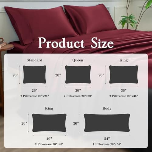 LIFCOM Satin Pillowcase for Hair and Skin,Queen Burgundy 20x30 Inches Set of 2，Similar to Silk,Silky Feel Satin Pillow Covers 2 Pack with Envelope Closure(20"×30", Burgundy) 6