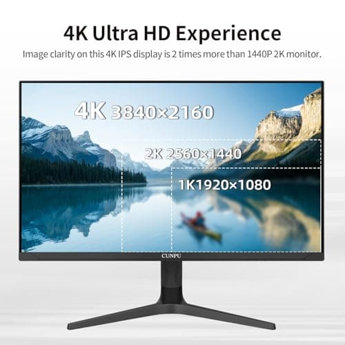 CUNPU 32 inch 4K UHD (3840 x 2160) Monitor IPS Ultra-Thin Computer Monitor 60Hz sRGB 100% Built-in Dual Speakers HDR10 VESA DisplayPort HDMI Height/Tilt/Pivot Adjustment 2