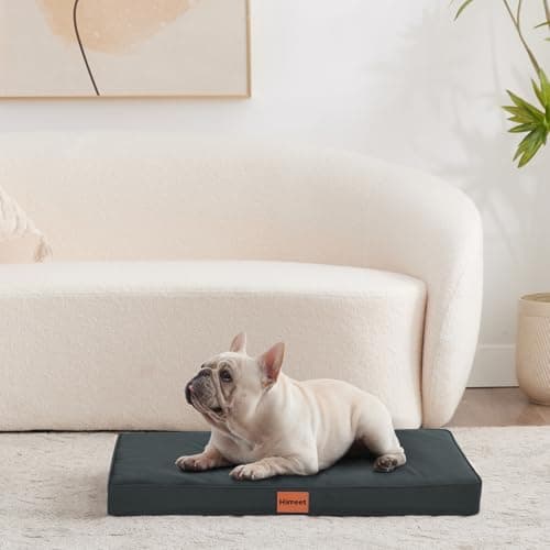 HIMEET- Waterproof Dog Bed with Plastic Liner Outdoor Dog Bed Medium Size Dogs 30 Inch Washable with Removable Cover for Crate Soft Orthopedic Puppy Crate Liner for Kennel Medium Pet Beds (Grey) 7