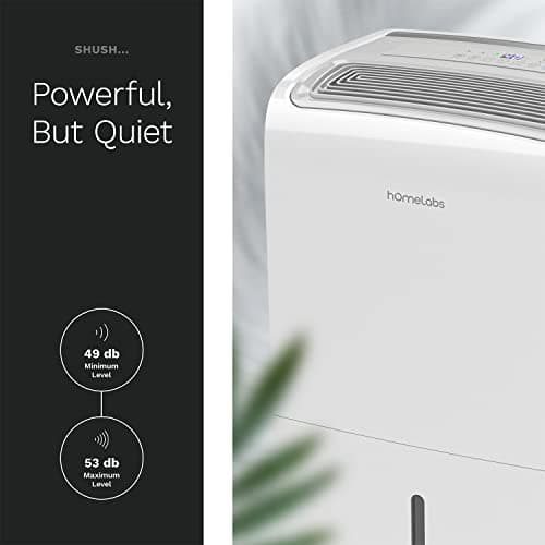 hOmeLabs Dehumidifier for Home, Office, Basements with Powerful Moisture Removal, Humidity Control, Auto Shut-off, Quiet Operation - 6,000 Sq Ft Rooms (40 Pint MAX 104 Pint at 95°F, 90% RH) with Pump 7