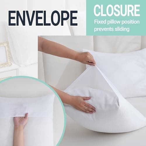 ZPECC White Pillow Cases Standard Size Set of 4, 20x26 Envelope Closure Pillowcases, Soft Plain Brushed Microfiber Covers Hypoallergenic Breathable 5