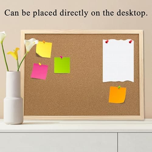 2 Pack Cork Board Bulletin Board, 15.7"X 11.81" inches with Oak Wood Finish Frame, for Wall Office Home and School (Pins, Eye Bolts, gaskets, Screws) 5
