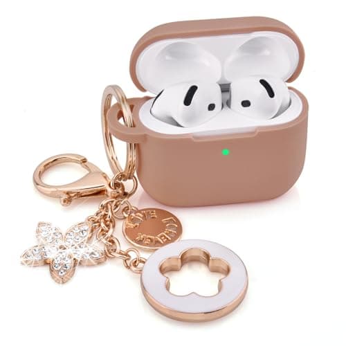 Case for Apple Airpods 4 - VISOOM Airpods 4 Cases 2024 Cover Women Anti-Drop Silicone iPods 4 Earbuds Wireless Accessorie Charging Cases Girl Bling Keychain for Airpod iPods 4th Generation