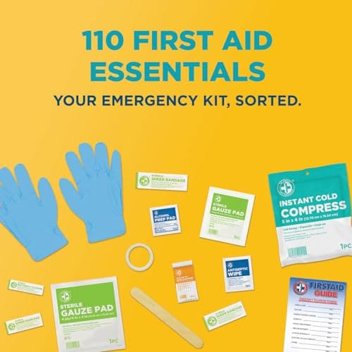 Be Smart Get Prepared 110 pc First Aid Kit: Clean, Treat, Protect Minor Cuts, Home, Office, Car, School, Business, Travel, Emergency, Outdoor, Camping & Sports, FSA/HSA (Packaging may vary) 9