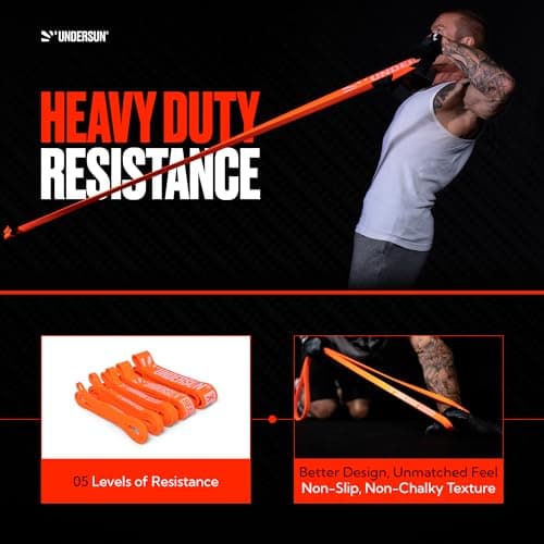 Undersun Resistance Bands for Working Out | 5-Level Heavy Resistance Bands, Door Anchor, Workout Program | Heavy Duty Fitness Resistance Bands | Orange 8
