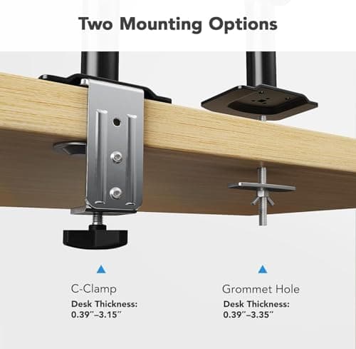 HUANUO Single Monitor Arm, Tall Computer Monitor Stand for 13–32 inch Screens Holds 4.4-19.8 lbs, Adjustable Monitor Mount Gas Spring Full Motion with C-Clamp & Grommet Base, VESA 75x75 or 100x100mm 7