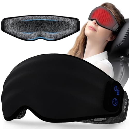 Heated Eye Mask Cordless for Dry Eyes, 3D Sleep Mask No Pressure, Warm Compress with Temperature, Timer Control for Sleeping Stye Eye Relax Meditation Travel Women Men