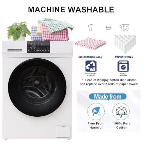 Kitinjoy Cotton 8 Pack Terry Kitchen Dish Cloths, 12 x 12 Inches Super Soft and Absorbent Dish Rags, Quick Drying Dish Towels for Washing Dishes, Mixed Color 5