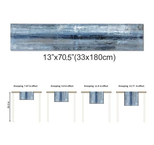 Blue Grey Table Runners Modern Art Farmhouse Linen Table Runners Dresser Scarves Retro Rustic Style for Party Kitchen Dining Table Coffee Holiday Party Decor (Blue Grey, 13"x 71") 7