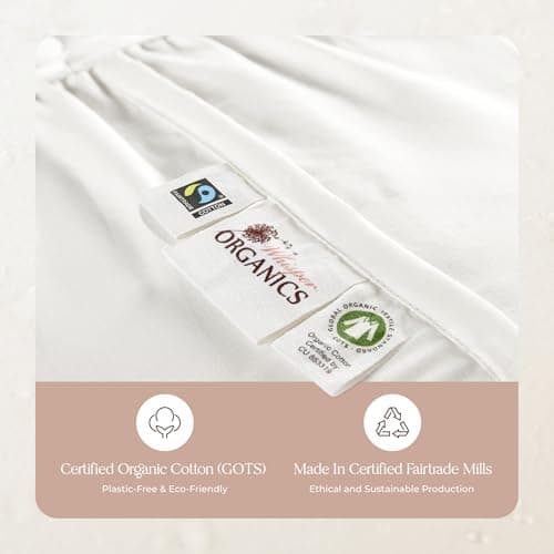 100% Cotton Organic Mattress Pad - Luxury Quilted Mattress Topper Protector Plush & Breathable Machine Washable Design - Fairtrade & GOTS Certified Premium 400GSM Thick with Deep Pocket (Queen) 6