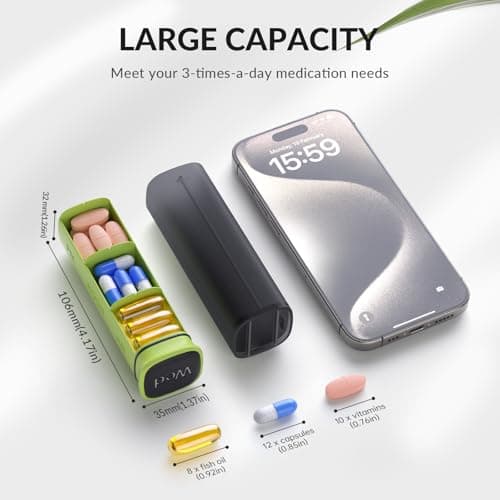 KOVIUU Weekly Pill Organizer 3X a Day, Detachable Pill Box 7 Day, Large 3 Times Daily Pill Case, Travel Pill Container Holder, Week Medication Dispenser Pillbox for Vitamin Supplement Medicine, Black 5