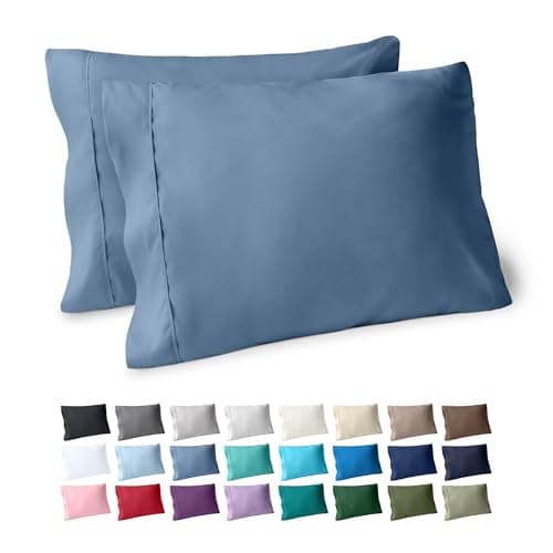 Bare Home Microfiber Pillow Cases - Standard/Queen Size Set of 2 - Cooling Pillowcases - Double Brushed - Coronet Blue Pillowcases 2 Pack - Easy Care (Standard Pillowcase Set of 2, Coronet Blue)