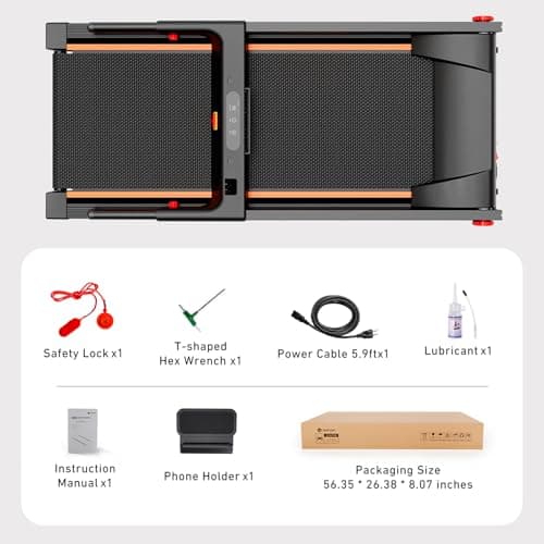 DeerRun Foldable Treadmill for Home with 6% Manual Incline and Handlebar, 0.6–7.5 MPH for Walking and Running, 3.0 HP Motor, 243 lb Capacity, App & Remote Control 8