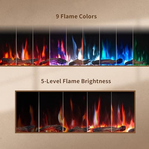 PuraFlame Bernice 60 Inch Smart Linear Electric Fireplace - Clean Hidden Vent Design, Flame with 9 Colors, Recessed in-Wall or Wall-Mount or Free Standing, Compatible with Alexa and Google Assistant 5