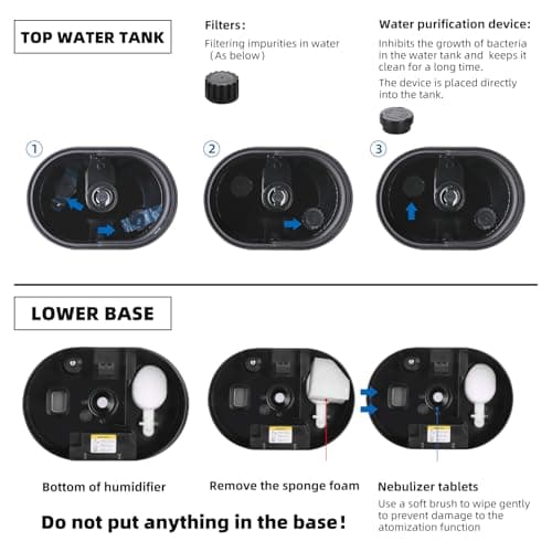 5L Humidifiers for Bedroom Large Room Home, Cool and Warm Humidifier for Plants Mist Top Fill Desk Humidifier Essential Oil Diffuser, Quiet Humidifiers with Adjustable Mist,360°Nozzle-Black 3