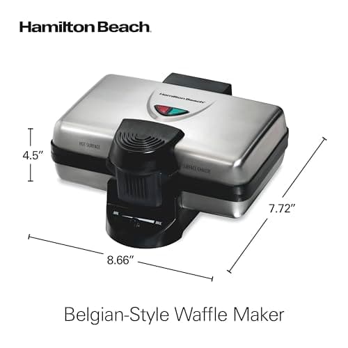 Hamilton Beach Belgian Mini Waffle Maker with Shade Control, Makes 2 at Once, Create Personalized Keto Chaffles and Hash Browns, PFAS-Free Non-Stick Plates, Compact Design, Stainless Steel (26009) 8