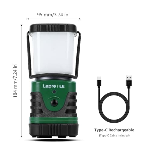Lighting EVER 1000LM LED Camping Lantern Rechargeable, 4400mAh Power Bank, Camping Essential with 4 Light Modes, IP44 Waterproof Lantern Flashlight for Hurricane Emergency, Hiking, USB Cable Included 5