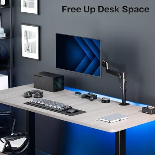 VIVO Single Monitor Arm Mount for 17 to 32 inch Screens - Tension Height Adjustment, Full Articulating Tilt, Swivel, Heavy Duty VESA Stand with Desk C-clamp and Grommet Option STAND-V001K 8