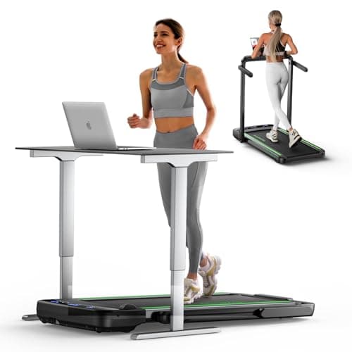 HomeTro 3.0HP Foldable Compact Treadmill,2 in 1 Walking Pad & Jogging Machine for Home/Office,Dual LED Touch Screens Folding Under Desk Motorized Treadmills 265lbs, App& Remote Control,Assembly-Free 8