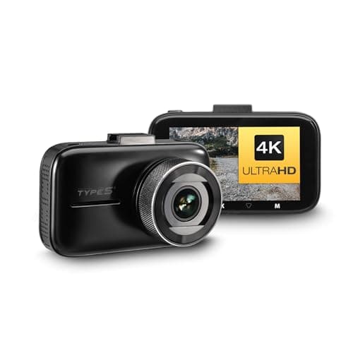 Type S S401 4K Smart Dash Cam with Integrated GPS Map, Wi-Fi App Control, Wireless Video Acess, Smart G-Sensor Collision Detect, Parking Surveillance Mode, Memory Card Included