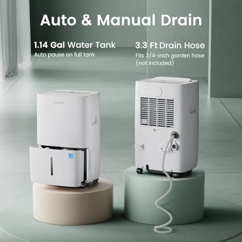 Waykar 80 Pints 2025 Energy Star Dehumidifier for Spaces up to 5,000 Sq. Ft for Basement and Home, Large Room with Drain Hose and 1.14 Gallons Water Tank 8