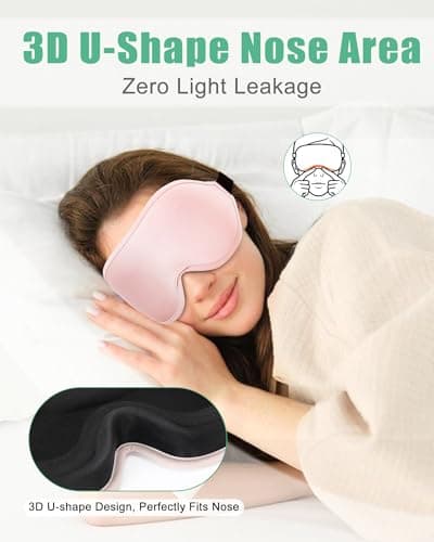 BeeVines 2 Pack 3D Contoured Sleep Mask Sleeping Eye Masks for Lash Extensions, Night Molded Mask with Adjustable Strap, 100% Block Light Eye Shade Cover for Traveling Yoga Nap 5