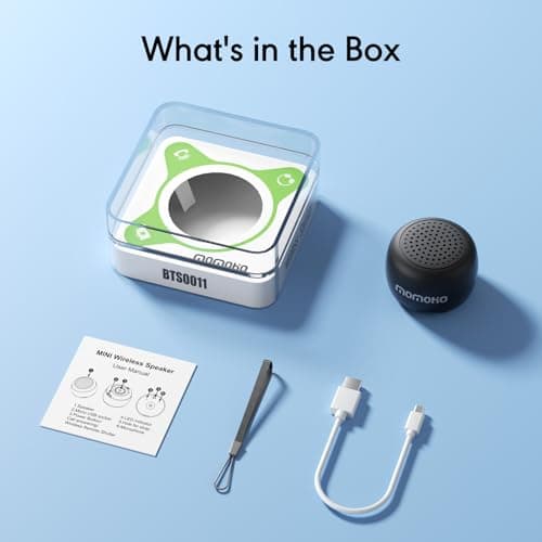 MOMOHO Mini Bluetooth Speaker, Tiny Gifts with TWS Pairing, Small Bluetooth Speaker for Outdoor and Indoor, Built-in Mic(Black) 8