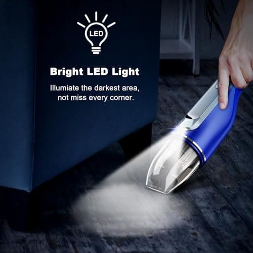 DRECELL Handheld Vacuum Cordless, Car Vacuum with Brushless Motor & 14000Pa Suction, 1.2lbs Lightweight, LED Light, Portable Slim Mini Vacuum Cleaner for Car Home Pet 7