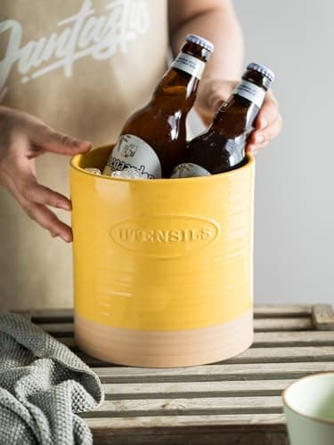 YHOSSEUN Kitchen Utensil Holder for Countertop, Ceramic Utensil Holder for Kitchen Counter, Cooking Utensil Crock for Spatula, Oval Shape, Yellow 9