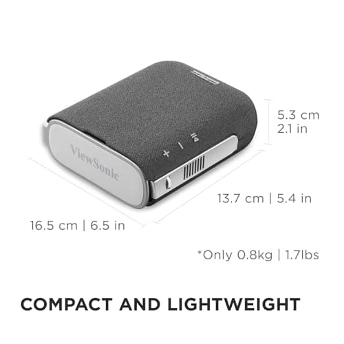 ViewSonic M1X Portable LED Projector with Smart Stand, Harman Kardon Speakers, Built-In Battery, H/V Keystone, 4 Corner Adjustment, Bluetooth, Wi-Fi, USB-C, Powered USB A 9